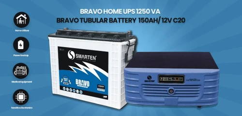 BRAVO Home UPS 1250 VA + Tabular Battery 150 AH/12V C20